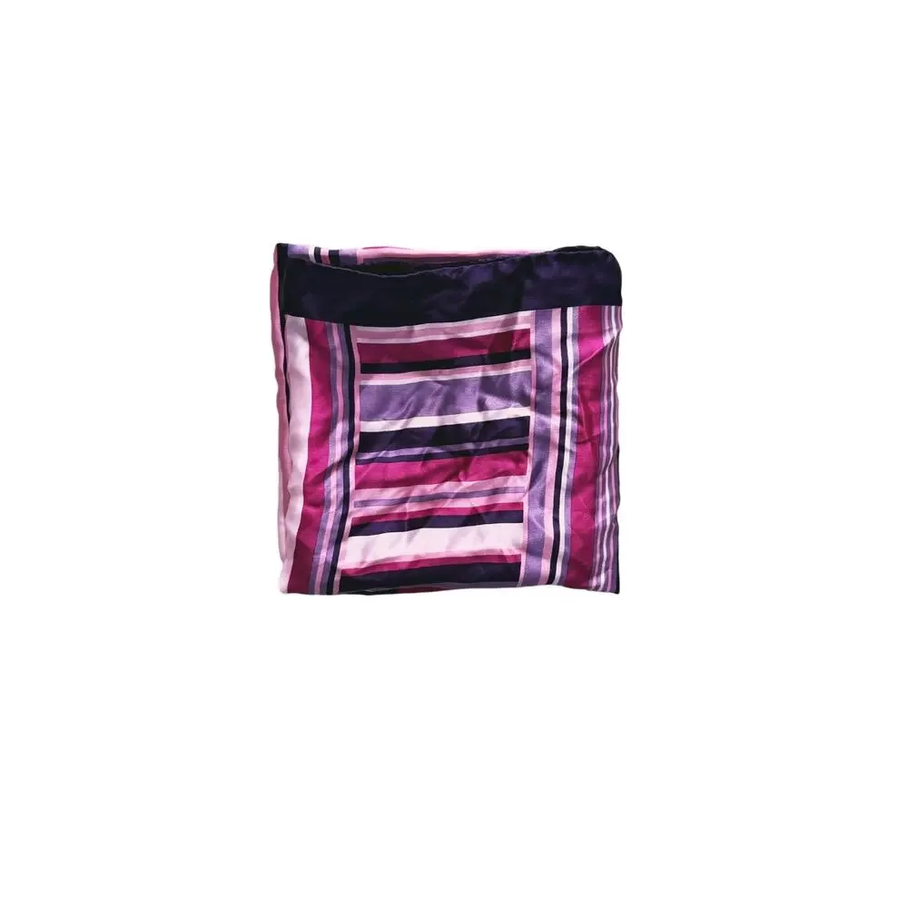 Y2K Silk Square Scarf Bandana Bag Tie Pink Purple Striped Retro 90s Preppy Glam